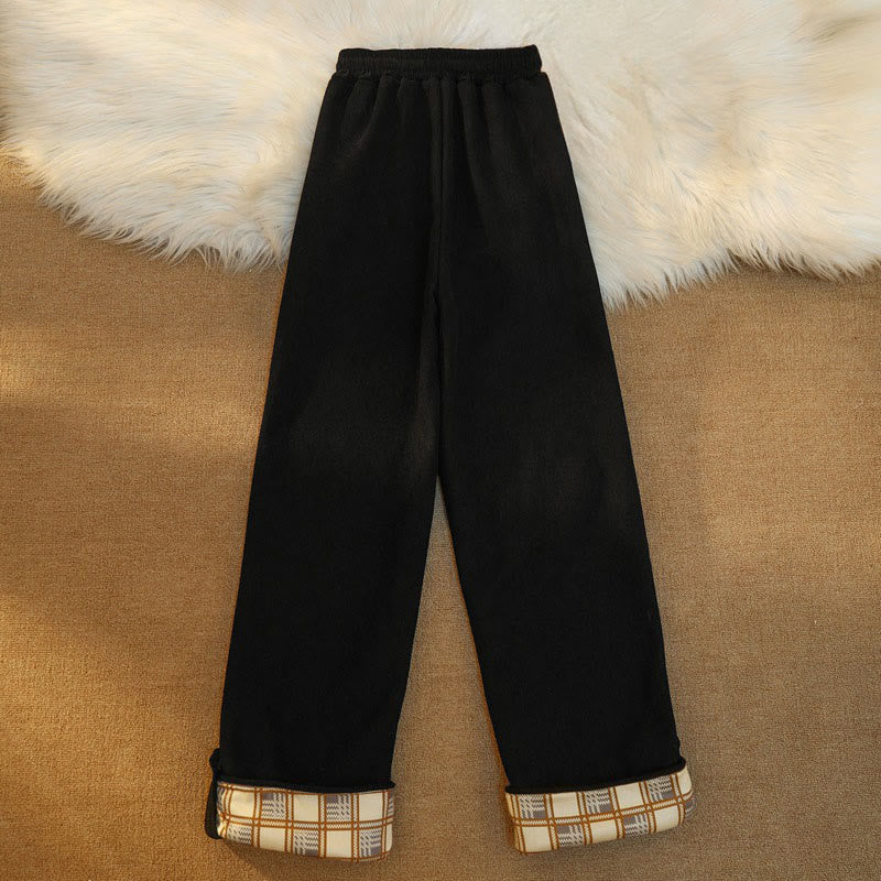 Nimara Ritual Women's Patchwork Cotton Corduroy Fleece-Lined Wide Leg Pants With Pockets
