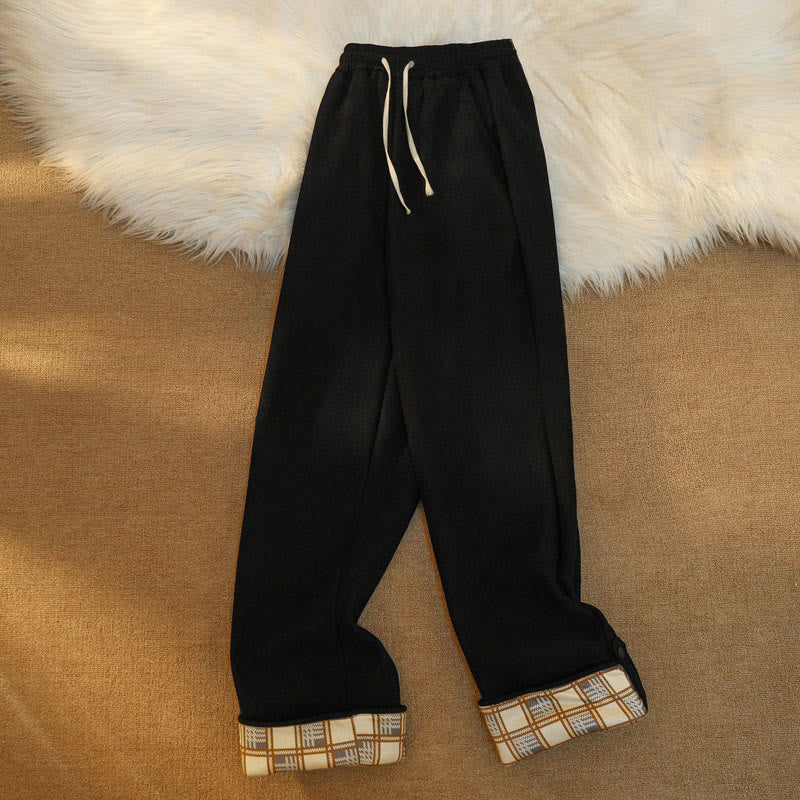 Nimara Ritual Women's Patchwork Cotton Corduroy Fleece-Lined Wide Leg Pants With Pockets