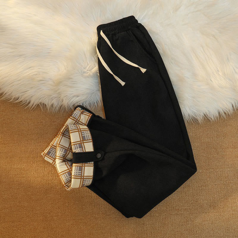 Nimara Ritual Women's Patchwork Cotton Corduroy Fleece-Lined Wide Leg Pants With Pockets