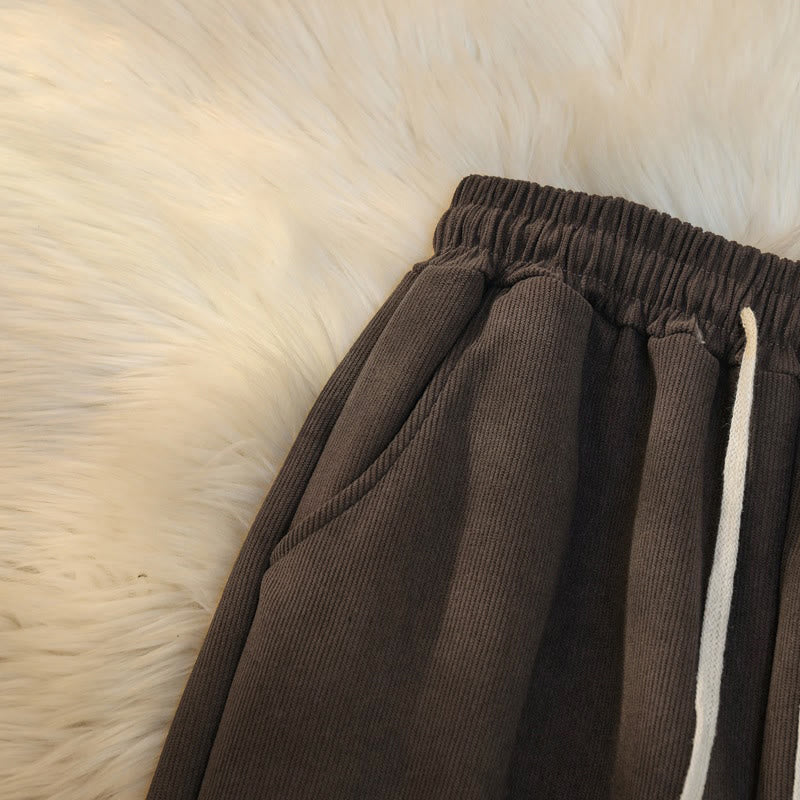 Nimara Ritual Women's Patchwork Cotton Corduroy Fleece-Lined Wide Leg Pants With Pockets