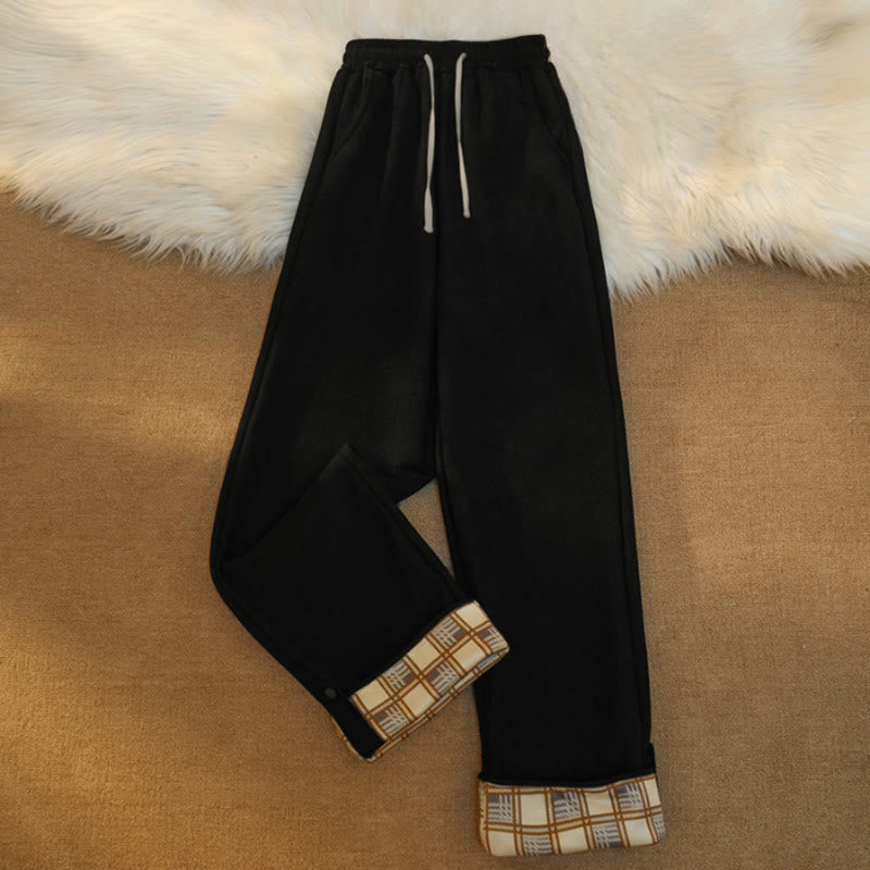 Nimara Ritual Women's Patchwork Cotton Corduroy Fleece-Lined Wide Leg Pants With Pockets