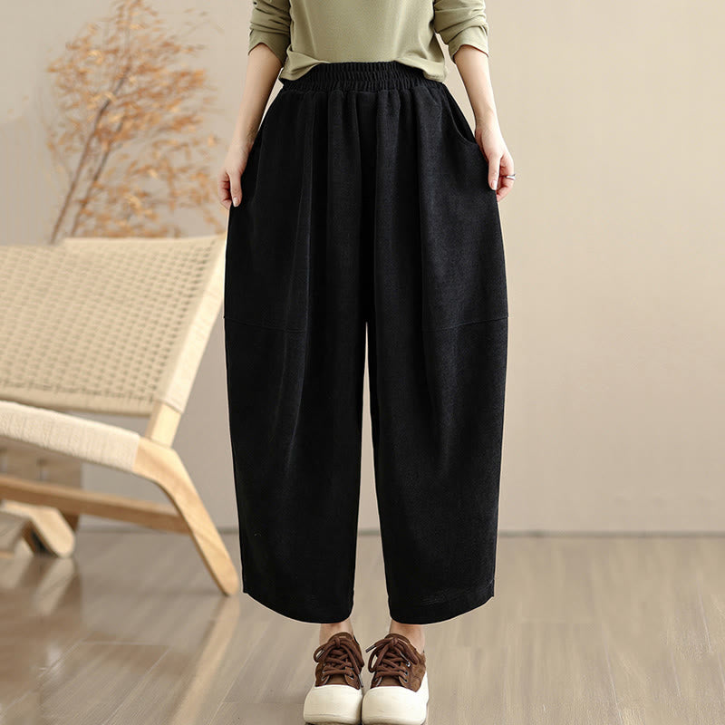 Nimara Ritual Women's Fall Patchwork Plain Corduroy Harem Pants With Pockets