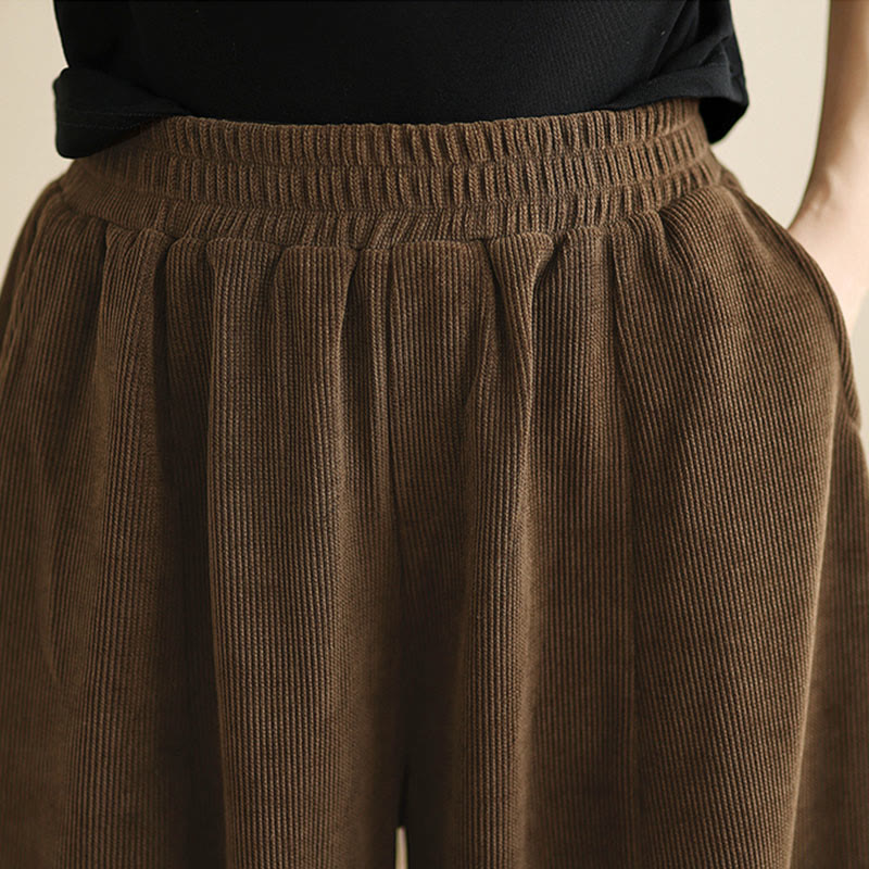Nimara Ritual Women's Fall Patchwork Plain Corduroy Harem Pants With Pockets