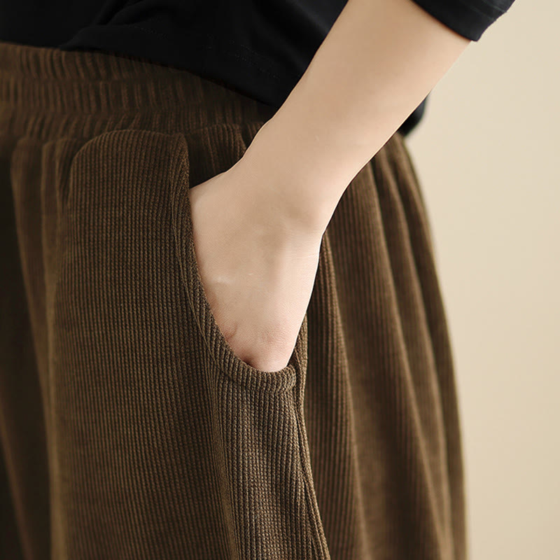 Nimara Ritual Women's Fall Patchwork Plain Corduroy Harem Pants With Pockets