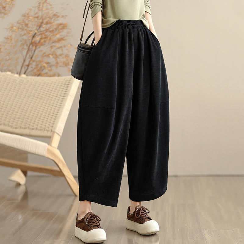 Nimara Ritual Women's Fall Patchwork Plain Corduroy Harem Pants With Pockets
