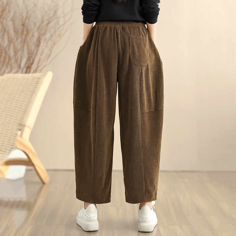 Nimara Ritual Women's Fall Patchwork Plain Corduroy Harem Pants With Pockets