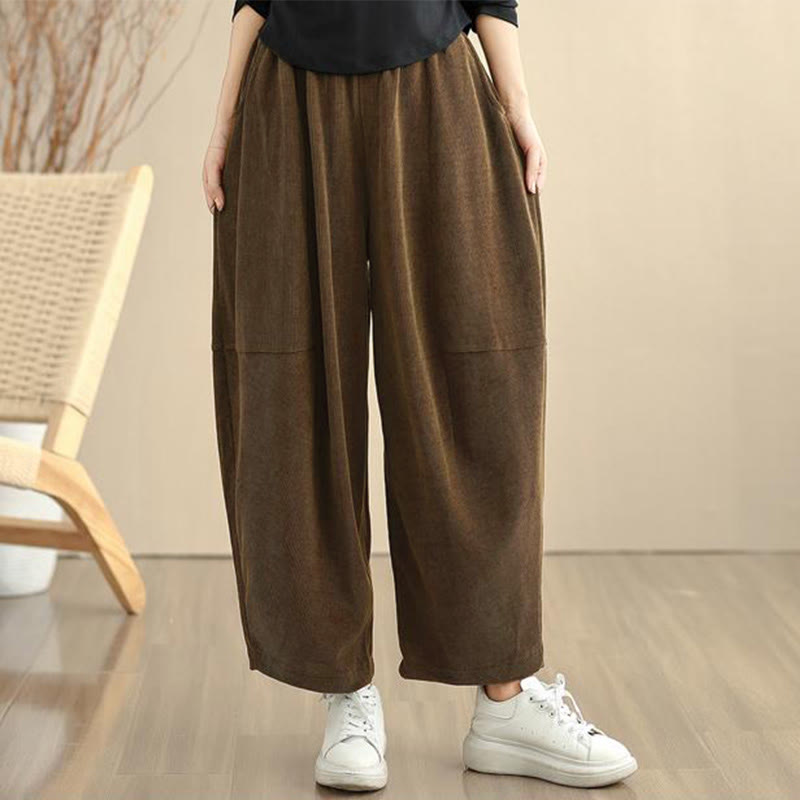 Nimara Ritual Women's Fall Patchwork Plain Corduroy Harem Pants With Pockets