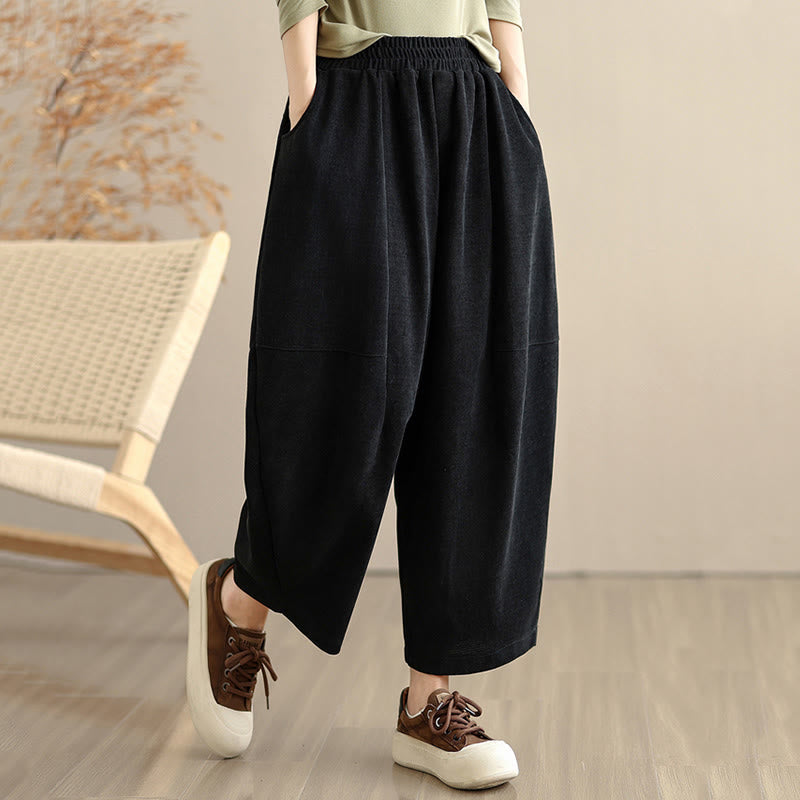 Nimara Ritual Women's Fall Patchwork Plain Corduroy Harem Pants With Pockets