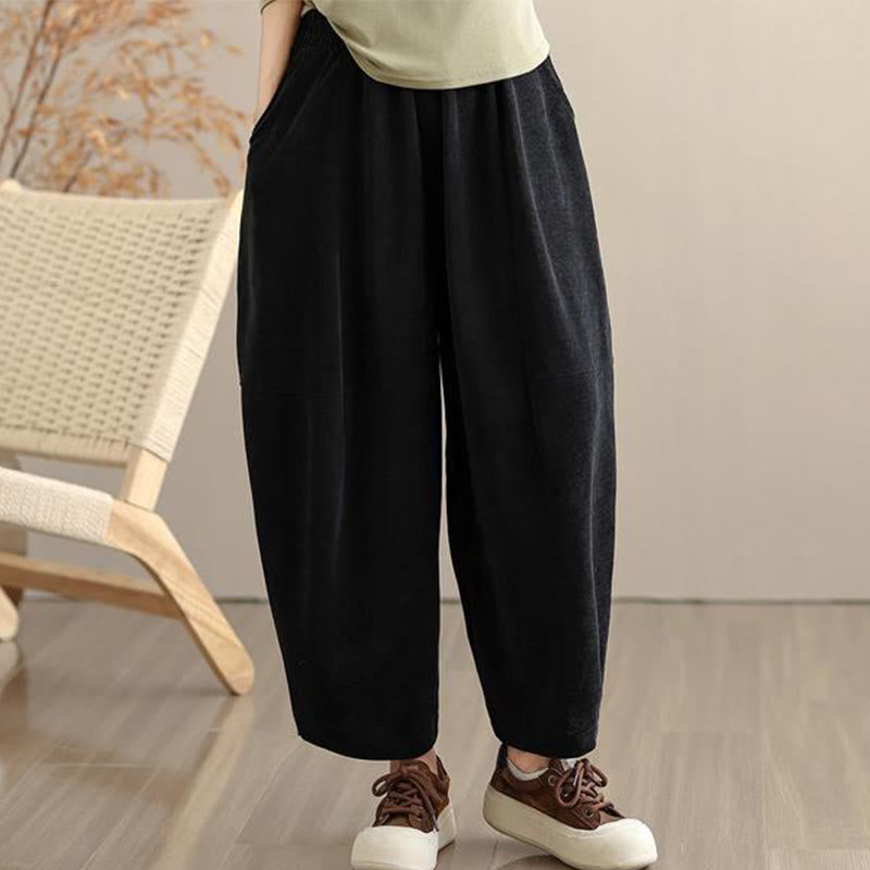 Nimara Ritual Women's Fall Patchwork Plain Corduroy Harem Pants With Pockets