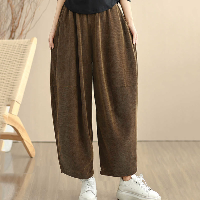 Nimara Ritual Women's Fall Patchwork Plain Corduroy Harem Pants With Pockets