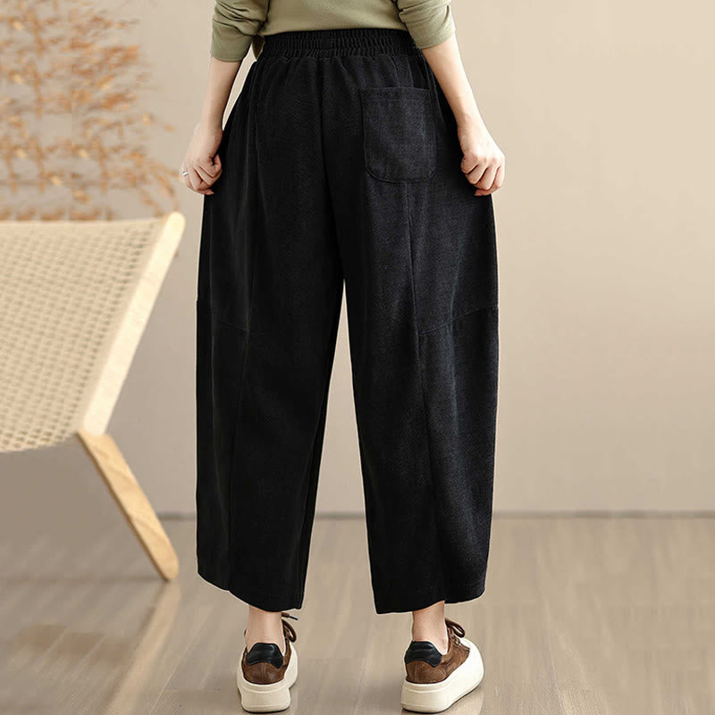 Nimara Ritual Women's Fall Patchwork Plain Corduroy Harem Pants With Pockets