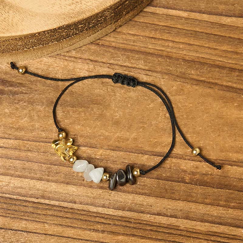 Nimara Ritual Citrine Green Aventurine Pyrite Success Rope Card Bracelet
