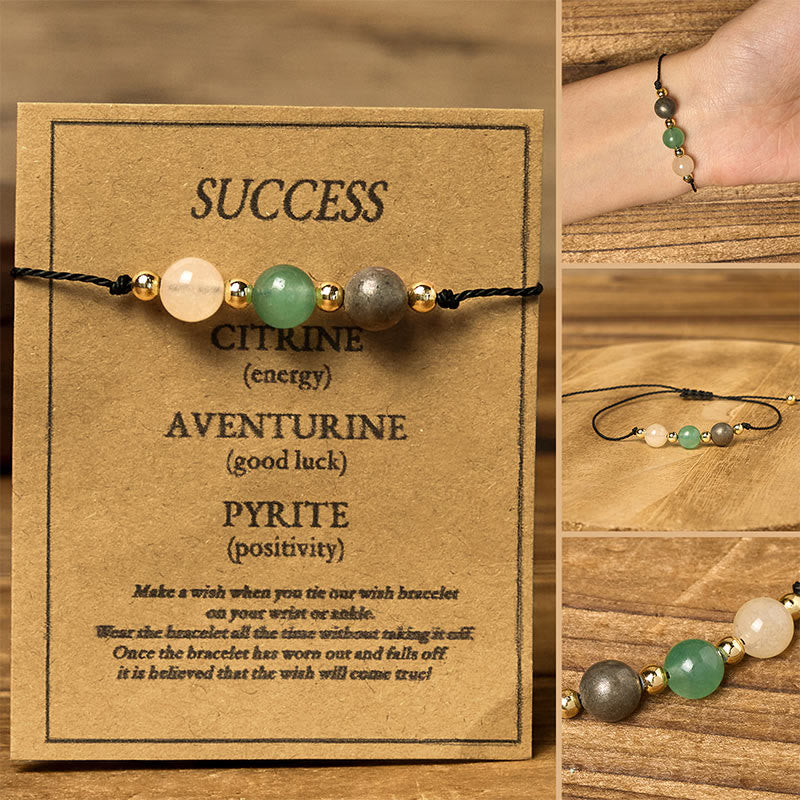 Nimara Ritual Citrine Green Aventurine Pyrite Success Rope Card Bracelet