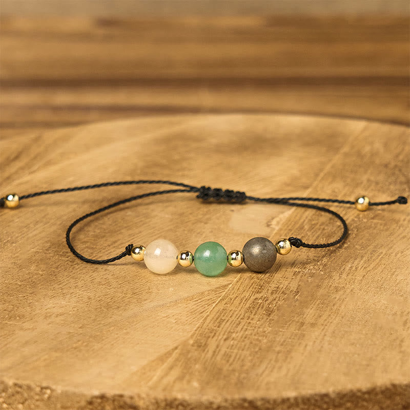 Nimara Ritual Citrine Green Aventurine Pyrite Success Rope Card Bracelet