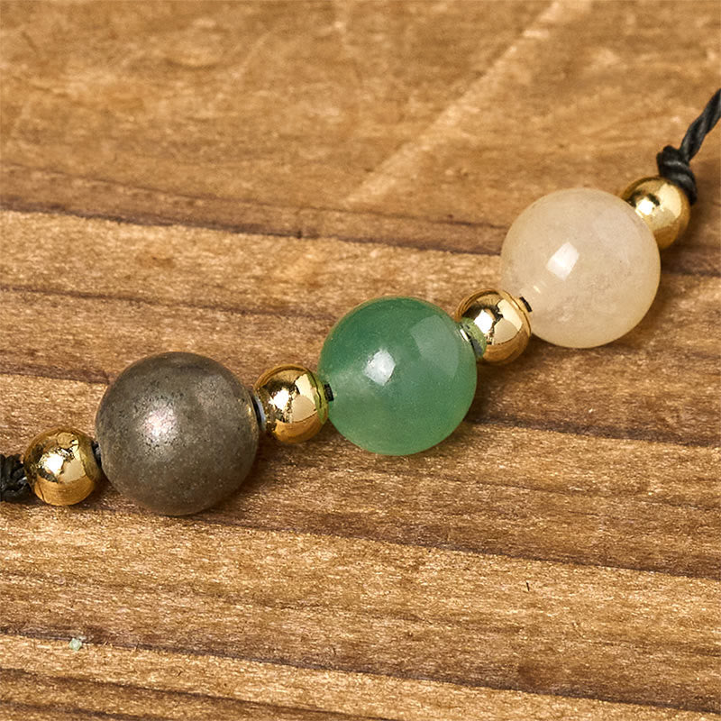 Nimara Ritual Citrine Green Aventurine Pyrite Success Rope Card Bracelet