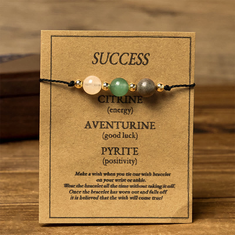 Nimara Ritual Citrine Green Aventurine Pyrite Success Rope Card Bracelet