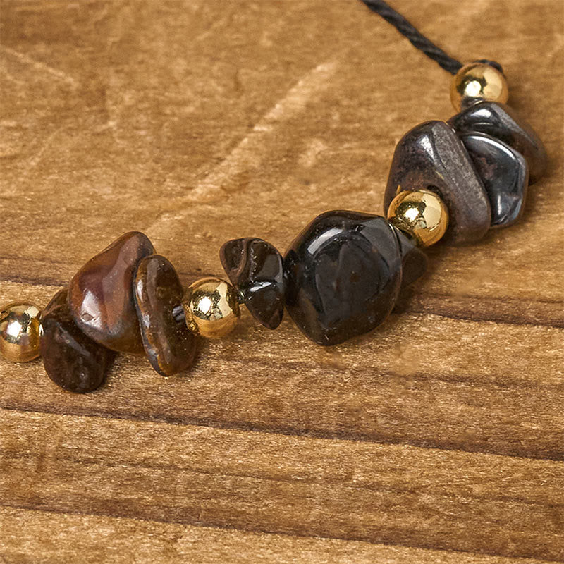 Nimara Ritual Tiger Eye Black Tourmaline Pyrite Protection Card Rope Bracelet