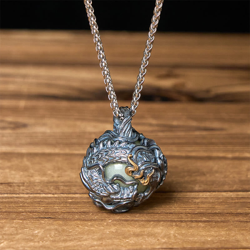 Nimara Ritual Copper Dragon Surrounding Bead Strength Pendant Necklace