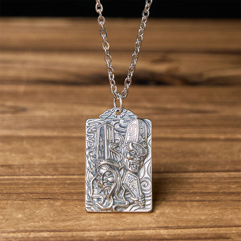 Nimara Ritual Copper Black White Impermanence Pattern Balance Pendant Necklace