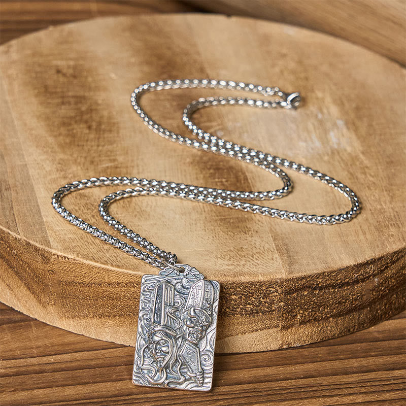 Nimara Ritual Copper Black White Impermanence Pattern Balance Pendant Necklace