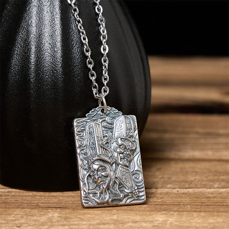 Nimara Ritual Copper Black White Impermanence Pattern Balance Pendant Necklace