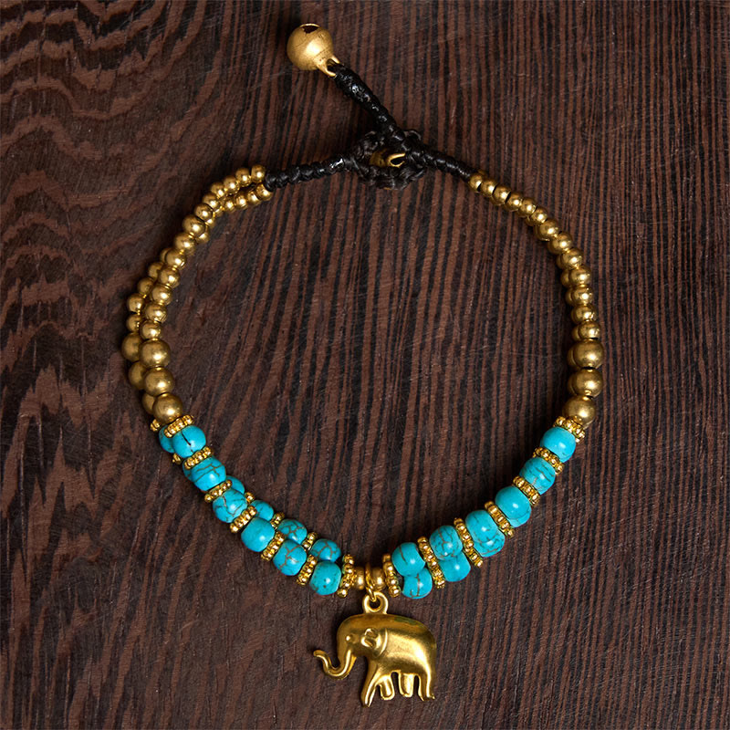 Nimara Ritual Turquoise Elephant Luck Double-layer Plated Copper Strength Bracelet
