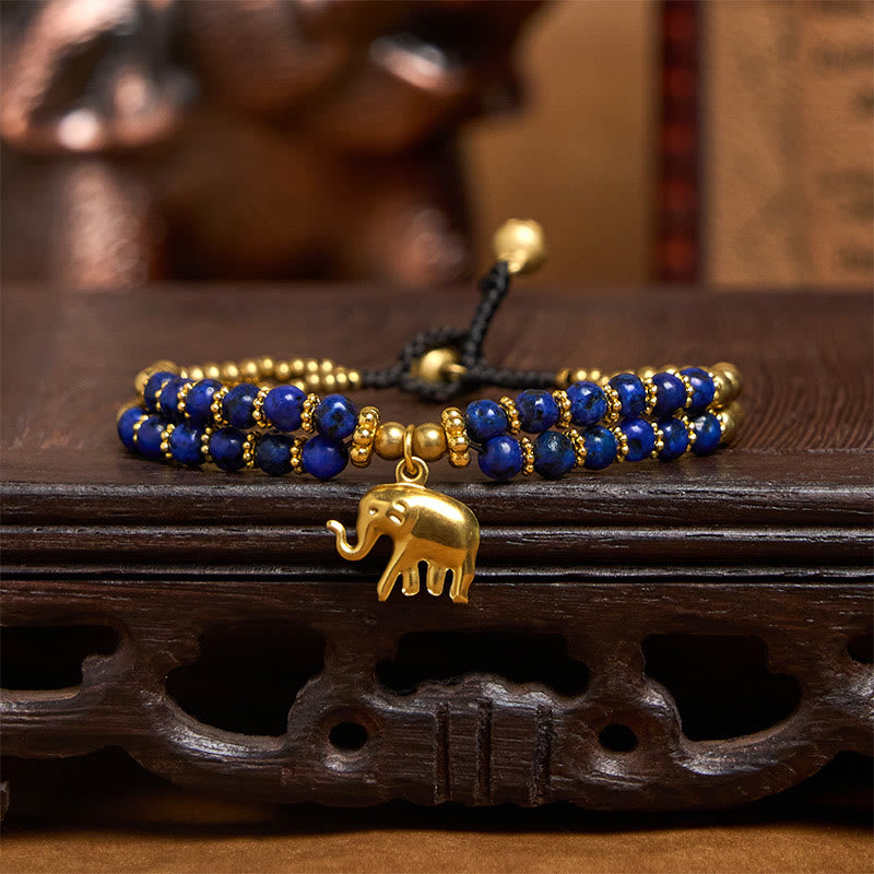 Nimara Ritual Turquoise Elephant Luck Double-layer Plated Copper Strength Bracelet