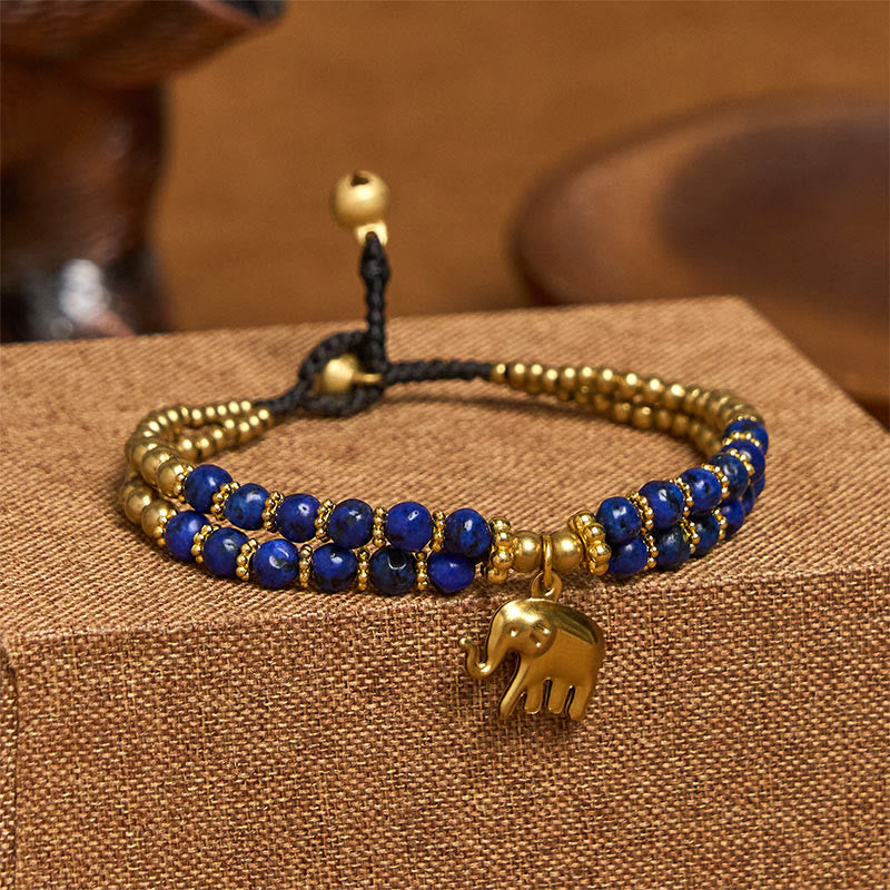 Nimara Ritual Turquoise Elephant Luck Double-layer Plated Copper Strength Bracelet