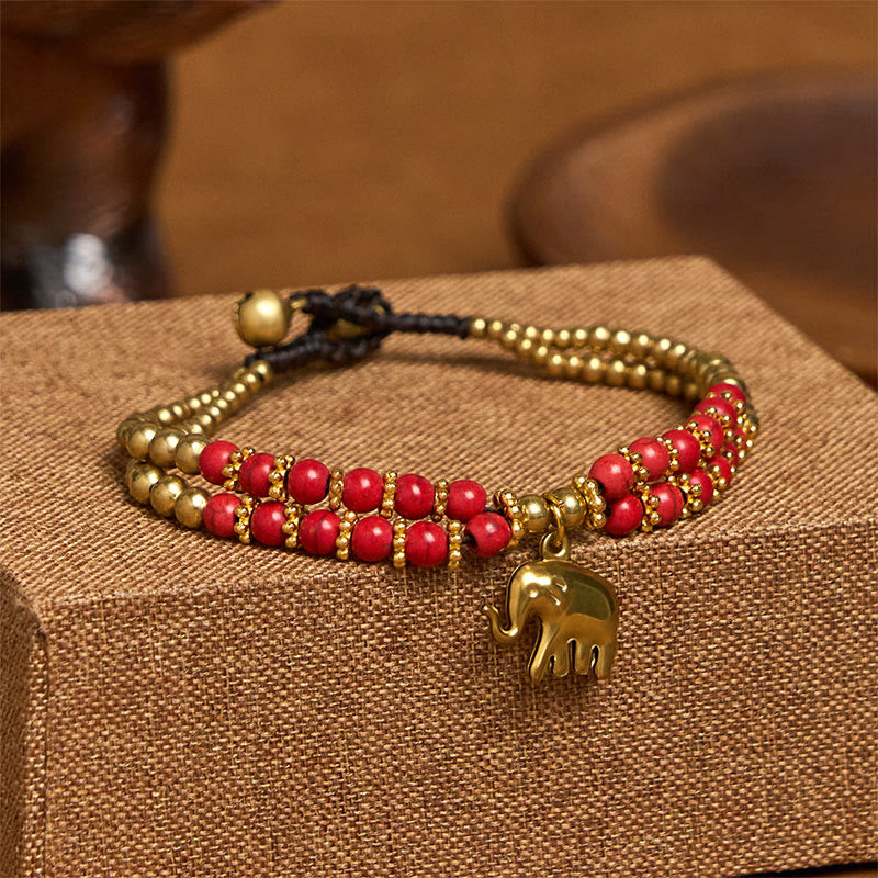Nimara Ritual Turquoise Elephant Luck Double-layer Plated Copper Strength Bracelet