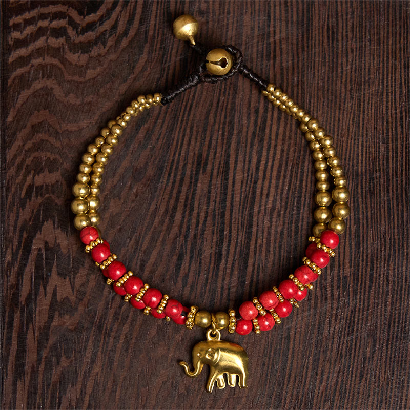 Nimara Ritual Turquoise Elephant Luck Double-layer Plated Copper Strength Bracelet