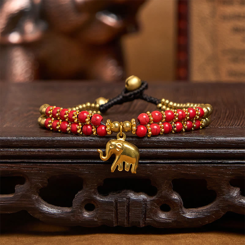 Nimara Ritual Turquoise Elephant Luck Double-layer Plated Copper Strength Bracelet