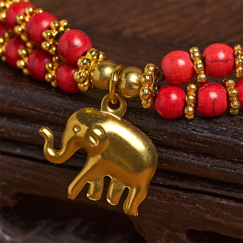 Nimara Ritual Turquoise Elephant Luck Double-layer Plated Copper Strength Bracelet