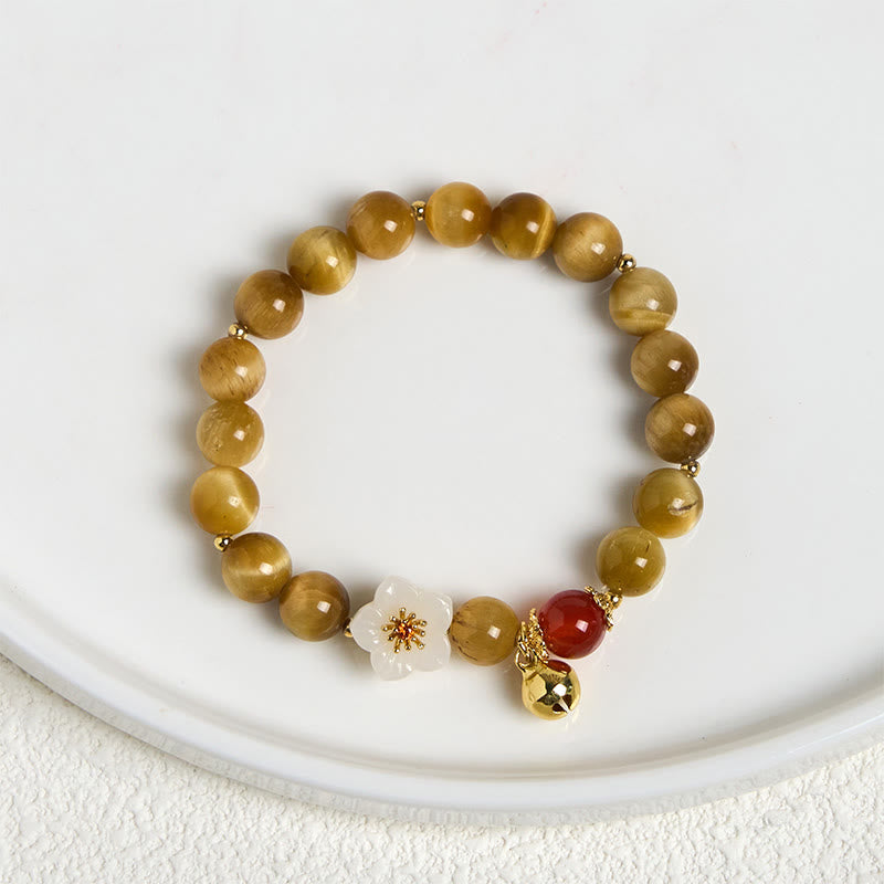 Nimara Ritual Natural Golden Tiger Eye Bell Flower Courage Bracelet