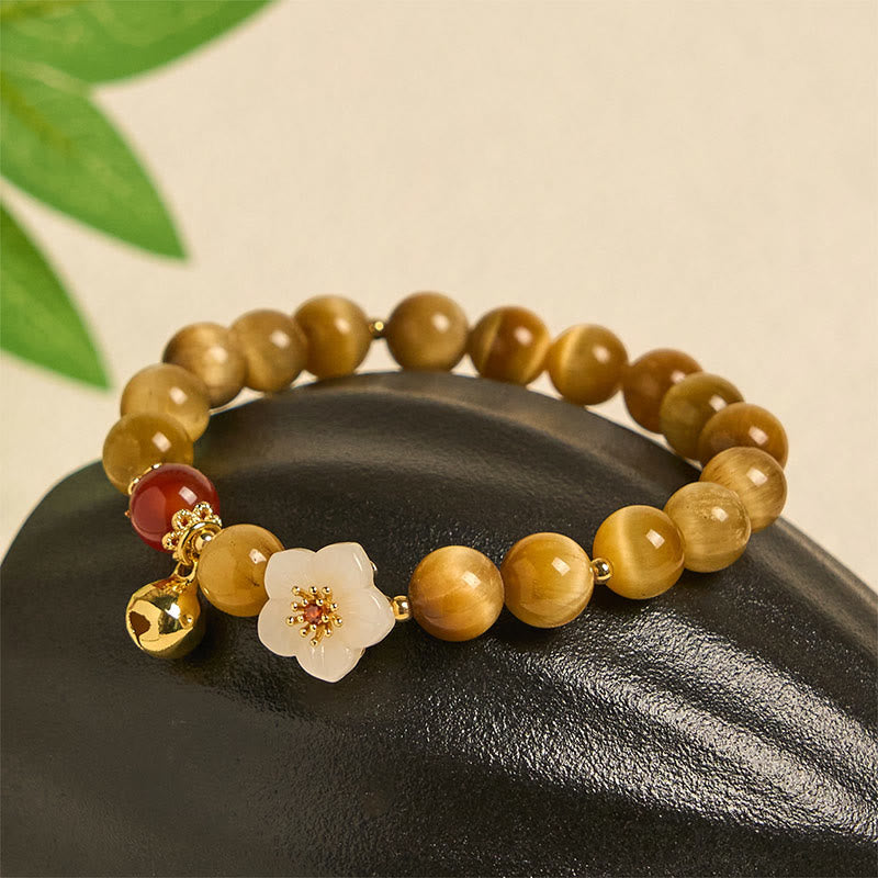 Nimara Ritual Natural Golden Tiger Eye Bell Flower Courage Bracelet