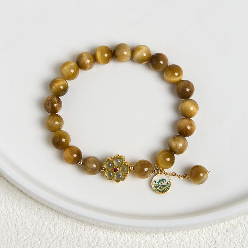 Nimara Ritual Natural Golden Tiger Eye Bell Flower Courage Bracelet