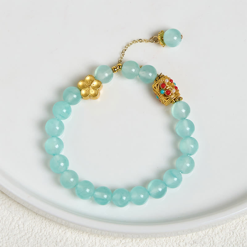 Nimara Ritual Tibetan White Agate Crystal Stone Flowers Positivity Bracelet