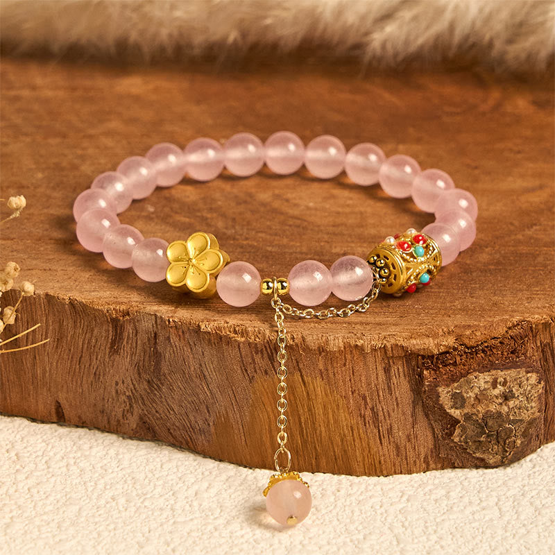 Nimara Ritual Tibetan White Agate Crystal Stone Flowers Positivity Bracelet