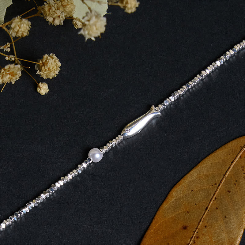 Nimara Ritual Copper Plated Silver Koi Fish Pearl Luck Bracelet