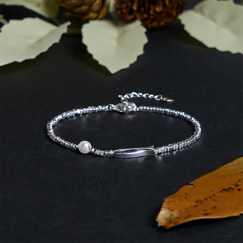 Nimara Ritual Copper Plated Silver Koi Fish Pearl Luck Bracelet