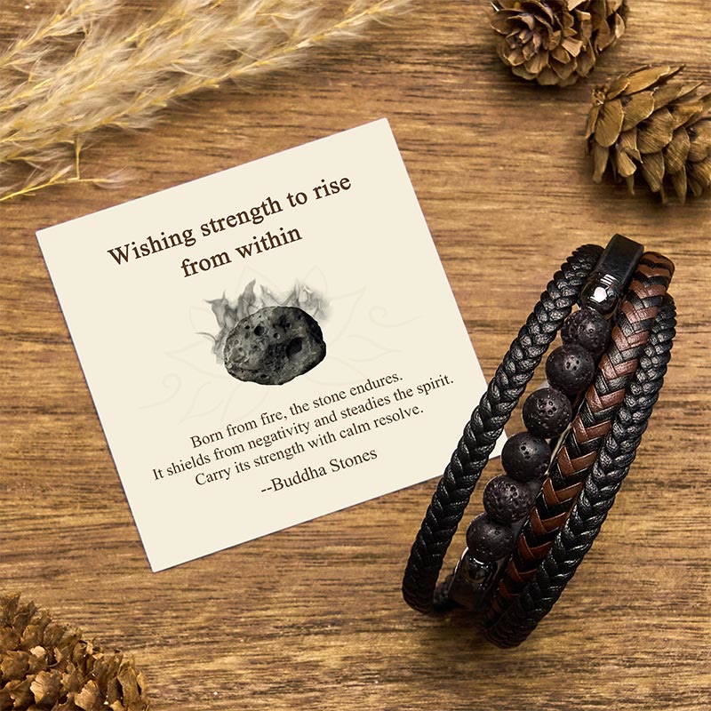 Nimara Ritual "Wishing Strength to Rise from Within" Lava Rock Bracelet Includes Gift Message Card