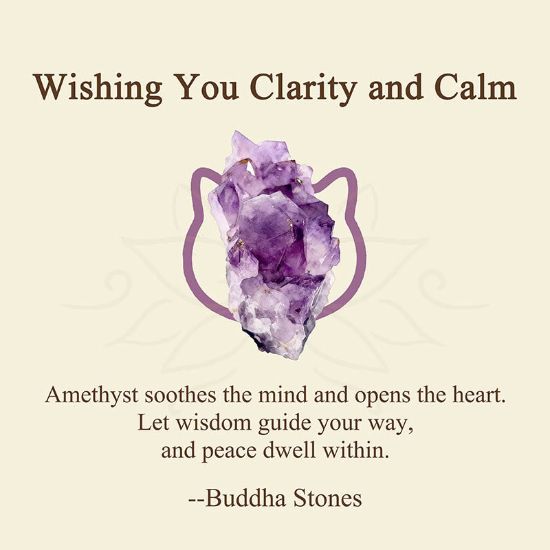Nimara Ritual "Wishing You Clarity and Calm" Cute Cat Amethyst Bracelet Includes Gift Message Card