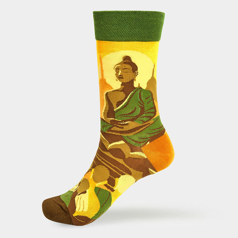 Nimara Ritual "Be Here Now" Casual Buddha Lotus Dragonfly Women's Socks Includes Gift Message Card