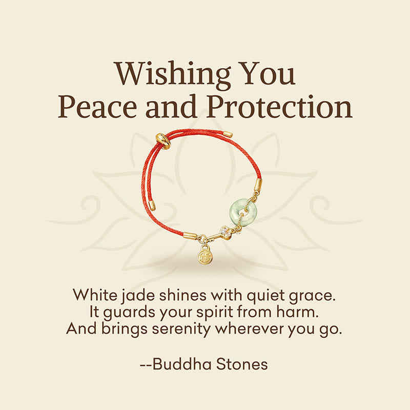 Nimara Ritual "Wishing You Peace and Protection" Jade Red Rope Bracelet Includes Gift Message Card