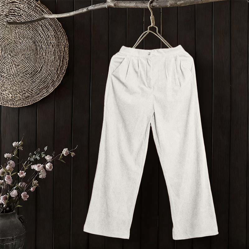 Nimara Ritual Casual Corduroy Straight-leg Women's Pants With Pockets