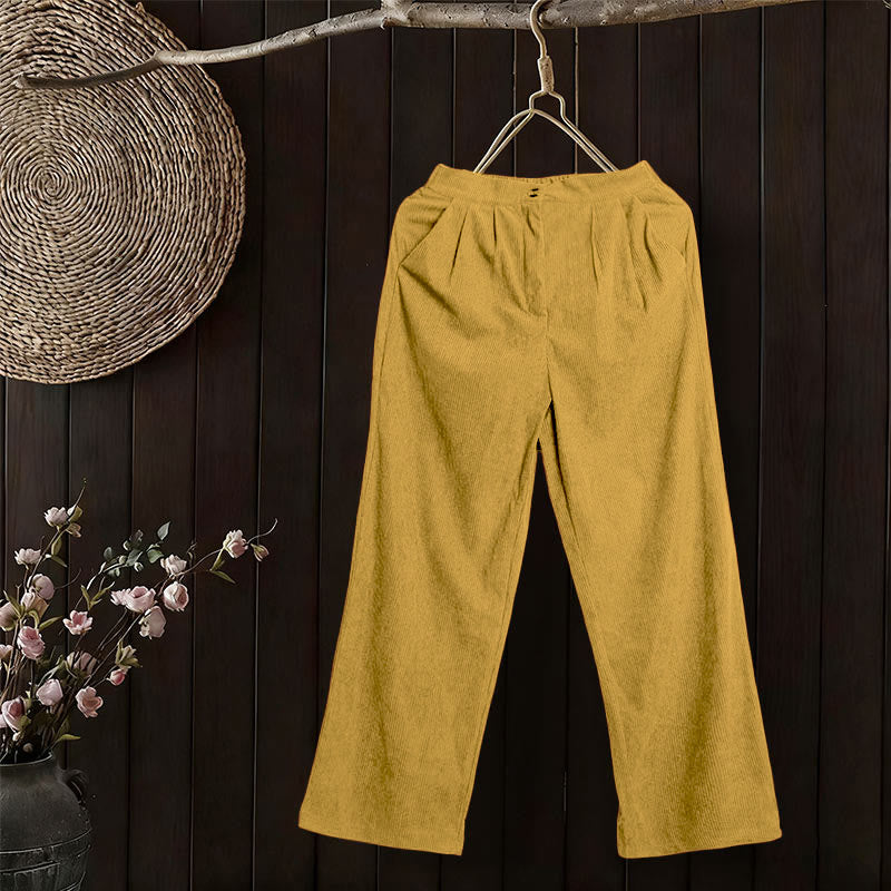 Nimara Ritual Casual Corduroy Straight-leg Women's Pants With Pockets