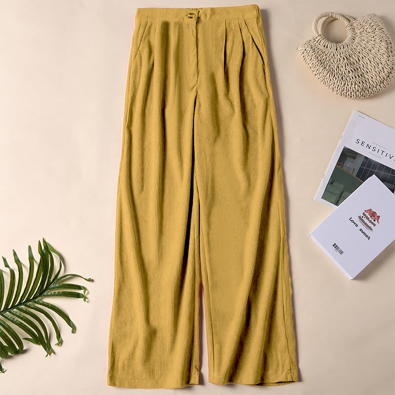 Nimara Ritual Casual Corduroy Straight-leg Women's Pants With Pockets