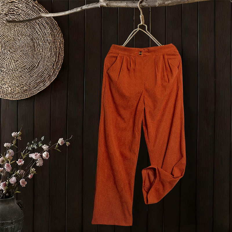 Nimara Ritual Casual Corduroy Straight-leg Women's Pants With Pockets