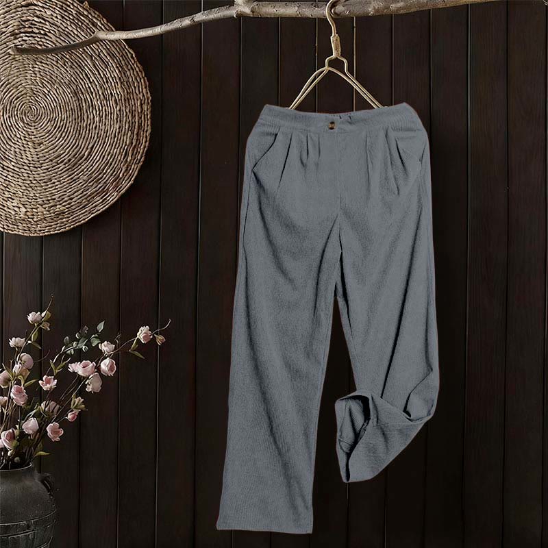 Nimara Ritual Casual Corduroy Straight-leg Women's Pants With Pockets