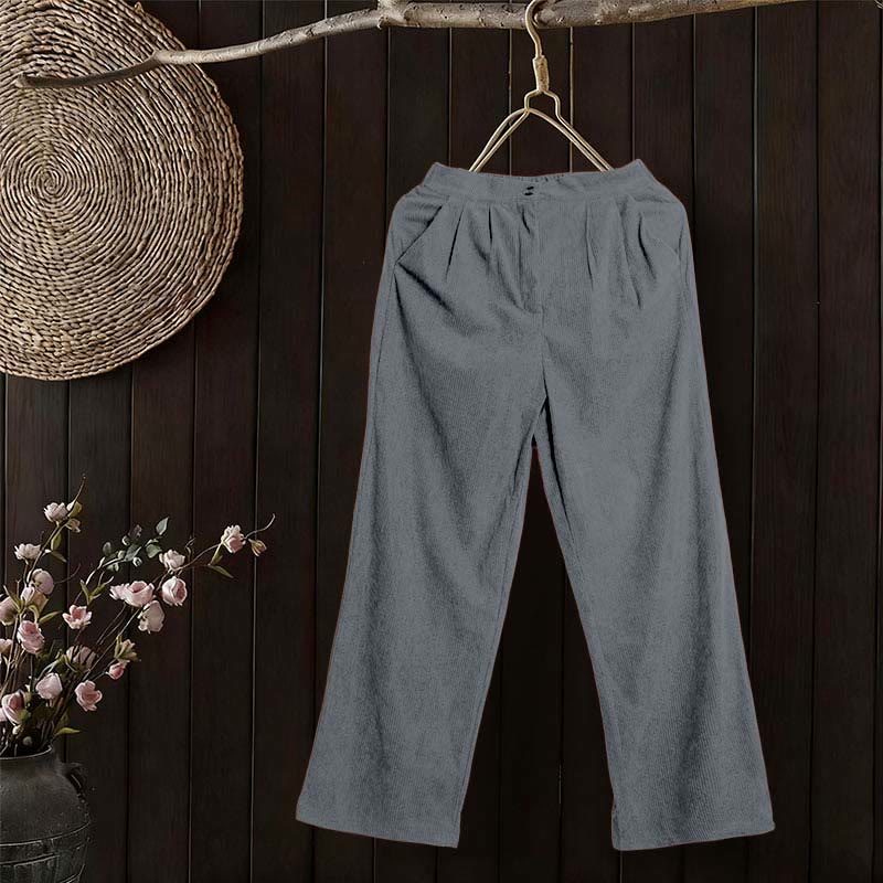 Nimara Ritual Casual Corduroy Straight-leg Women's Pants With Pockets