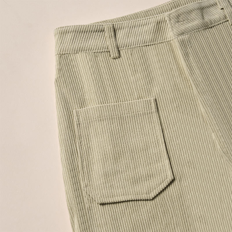 Nimara Ritual Plain Corduroy Polyester Women's Buttons Wide Leg Pants With Pockets